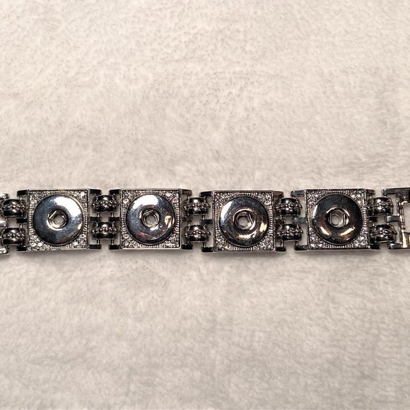 NWOT Silver Sparkle Snap Charm Button Bracelet 6.75" Length - Fits Large Snaps - Picture 6 of 13